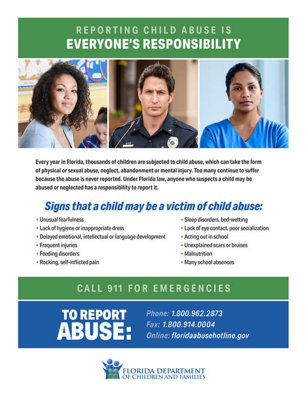 Image of the pdf flyer about Abuse Reporting in English